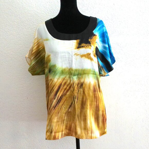 Madison Paige, Multi color abstract short sleeves shirt, - Picture 2 of 7